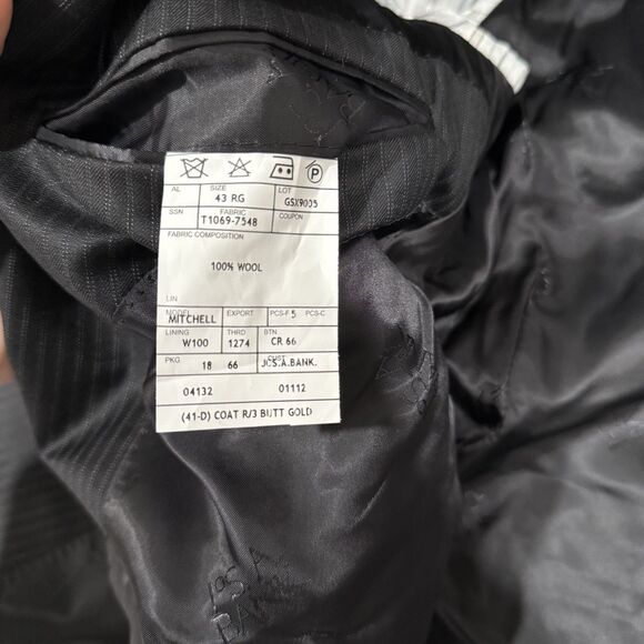 Men's Jos. A. Bank Signature Gold Jacket 43R Pants 40R Pinstripe Suit Set - Picture 10 of 13